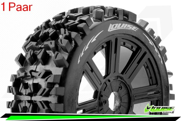 Louise RC - B-PIONEER - 1-8 Buggy Komplettradsatz - Fertig Verklebt - Soft - Speichenfelgen Schwarz - Hex 17mm - L-T3130SB